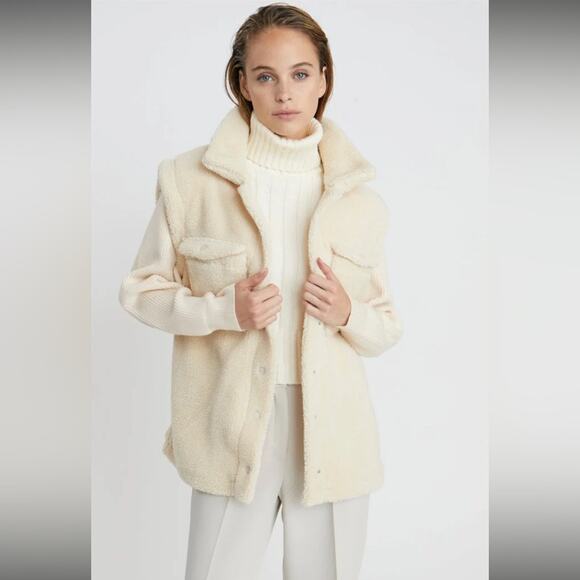 deluc motorhead ivory off white cozy sherpa knit combo shacket jacket coat small - Picture 8 of 8